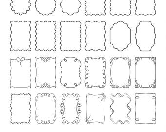 Decorative hand Drawn wavy Frame SVG Bundle: Doodle Borders (Digital Download)