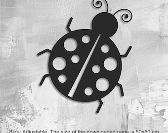Ladybug Laser Cut File: Wall Art Silhouette Template (DXF, PDF)