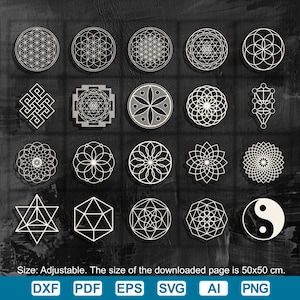 Flower of Life SVG Bundle: Sacred Geometry Laser Cut Files (Digital Download)