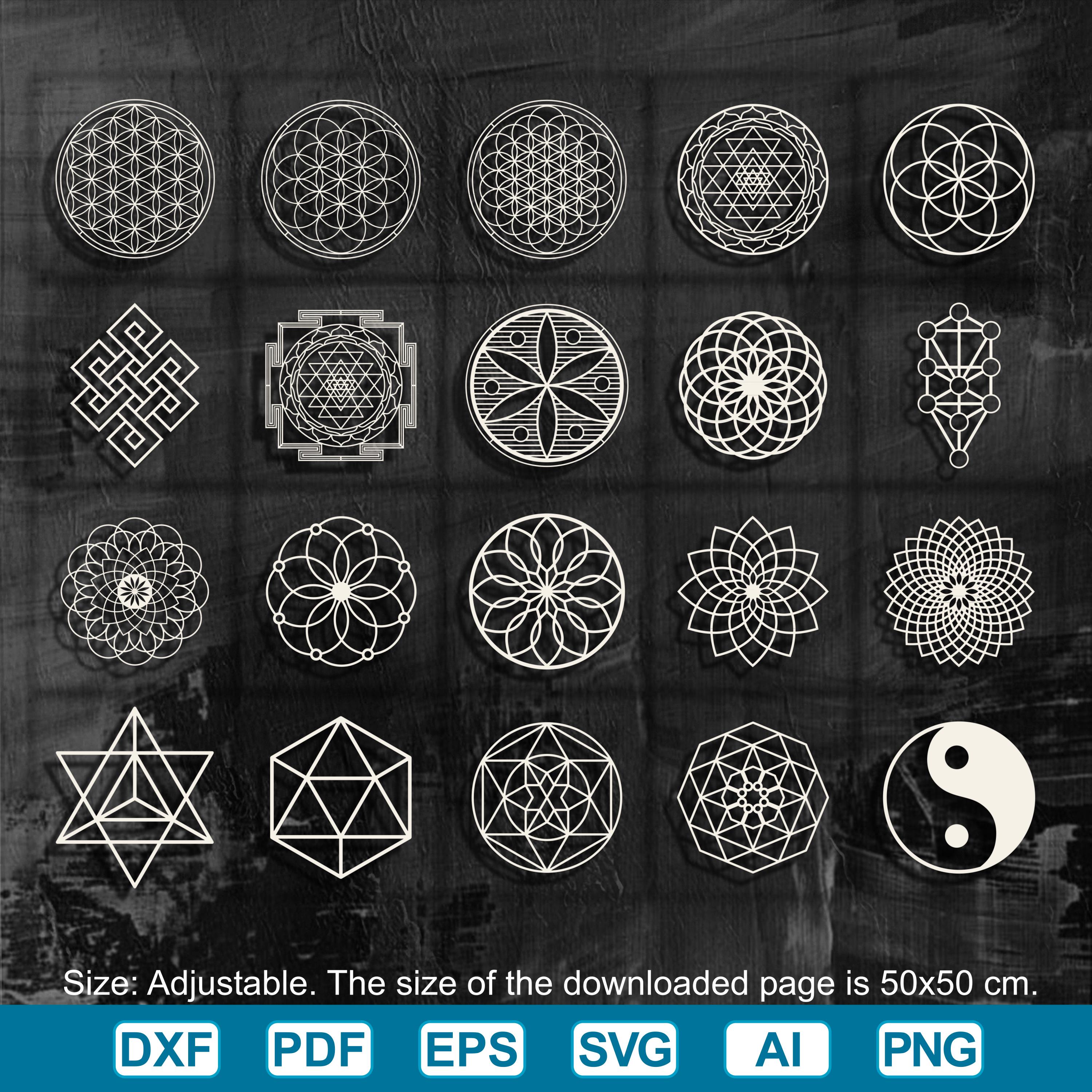 Flower of Life SVG Laser Cut File Hand Drawn Sacred Geometry