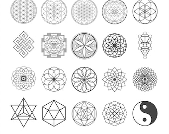 Flower of Life SVG laser Cut File:Sacred Geometry Bundle for Glowforge xTool CNC Commercial Use DXF