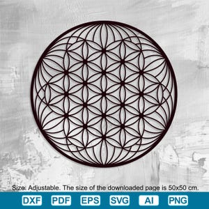 Fiore della vita SVG: file di geometria sacra tagliati al laser (download digitale)