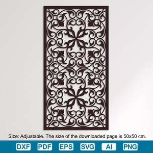 Kamerscherm, bloemenpaneel, decoratief paneel Dxf eps ai Svg-bestanden, sjablonen vectorbestanden voor lasersnijden, cnc-patronen sjabloonstencil.
