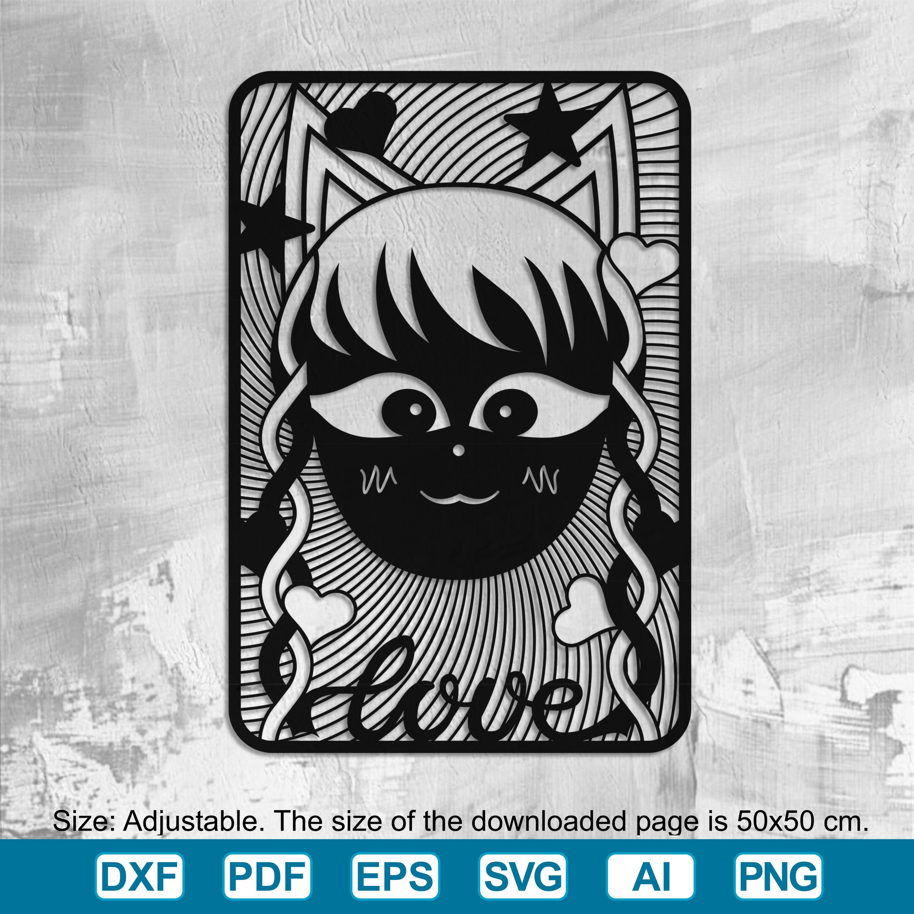 Laser Cut Girl Wall Art: Heart Silhouette Template (Digital Download)