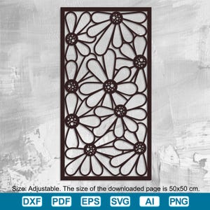 Flowers panel Laser cut svg dxf, Floral Pattern, Wood Panel Wall Art, Panel templates, Divider, Decorative Panel, Room Divider, patterns svg
