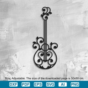 Guitar Wall Art Dxf Pdf Eps Ai Svg Png, Laser Cut engraving decal silhouette templates, cnc cutting router, digital vector, instant download