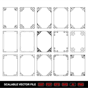 Decorative Frame vector file: Floral Vintage border Scalable vector file (Digital Download)