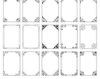 Decorative Frame vector file: Floral Vintage border Scalable vector file (Digital Download)