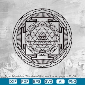 Sri Yantra Sacred Geometry SVG: Laser Cut Mandala Wall Art (Digital Download