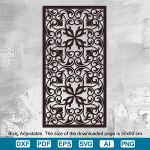 Room Divider,Flowers panel, Decorative Panel Dxf eps ai Svg files, Templates vector files for laser cutting, cnc patterns Template Stencil.
