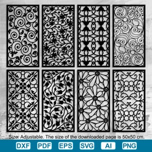 Flowers panel Laser cut svg dxf, Floral Pattern, Wood Panel Wall Art, Panel templates, Divider, Decorative Panel, Room Divider, patterns svg