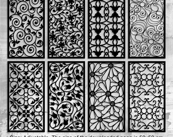Floral Patterns Panel Templates SVG Set #26. 7 Vector Laser Cutting ...