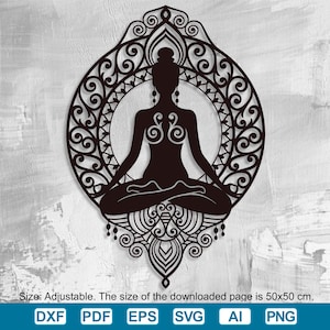 Yoga wall art laser cut Svg Dxf file, wooden wall art, Woman doing yoga, Pdf Eps Ai Png, Yoga wall hanging, CNC Cutting, Digital File.