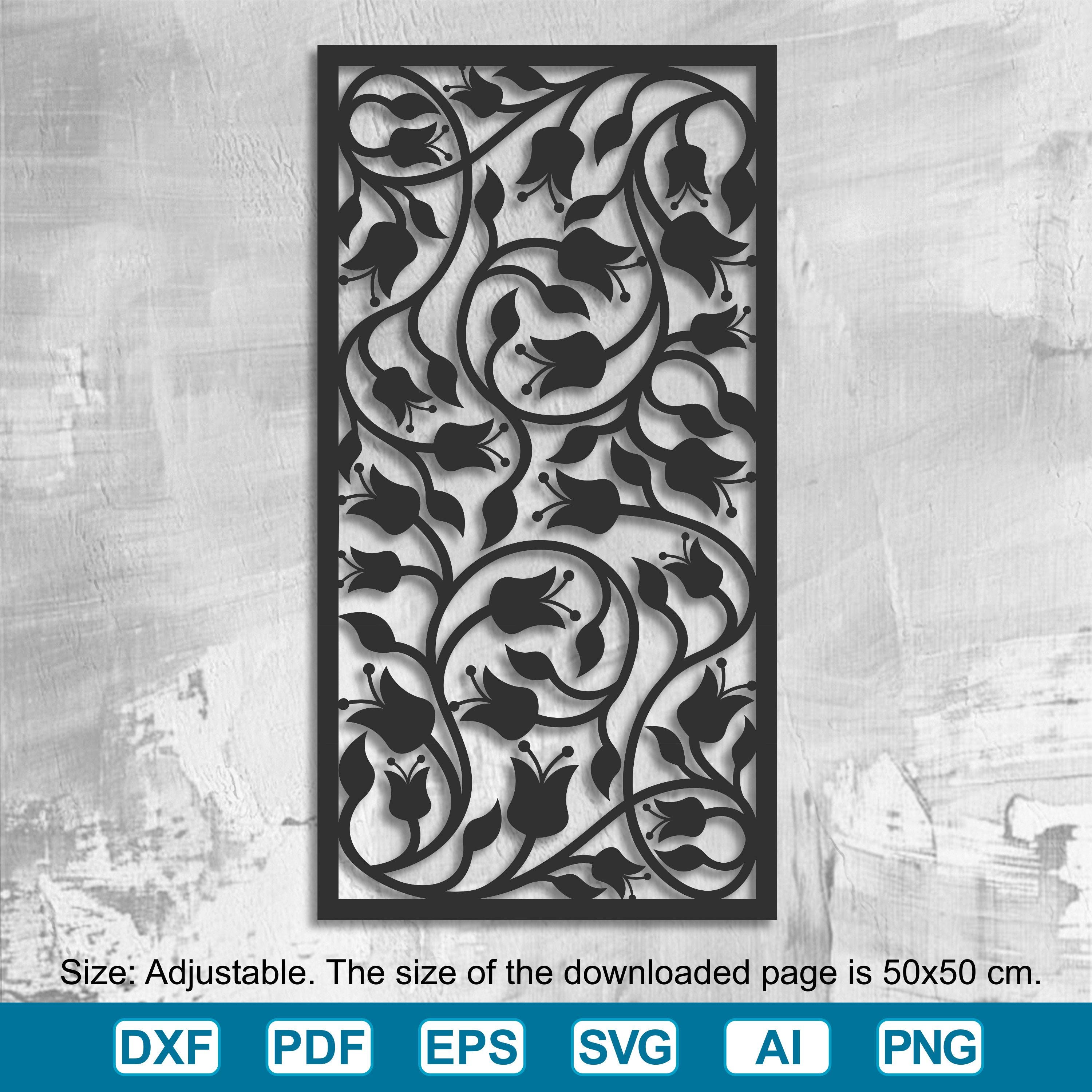 Sjabloon lasergesneden scheidingswand: CNC-vectorbestanden (digitale download, 50 x 50 in grootte verstelbaar)