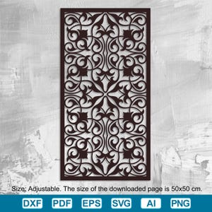 Decorative Panel, Panel Templates Dxf Pdf Svg files vector files for laser, Room Divider, for laser cutting, cnc patterns Template, Stencil.
