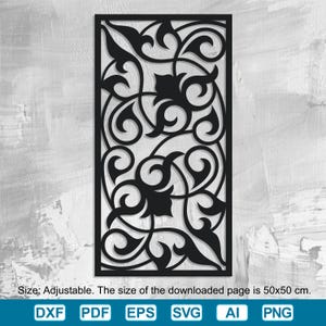 Flowers panel svg dxf file, Laser cut Panel templates, Vector digital pattern, abstract patterns, Cabinet Screen Divider, Decorative Panel.