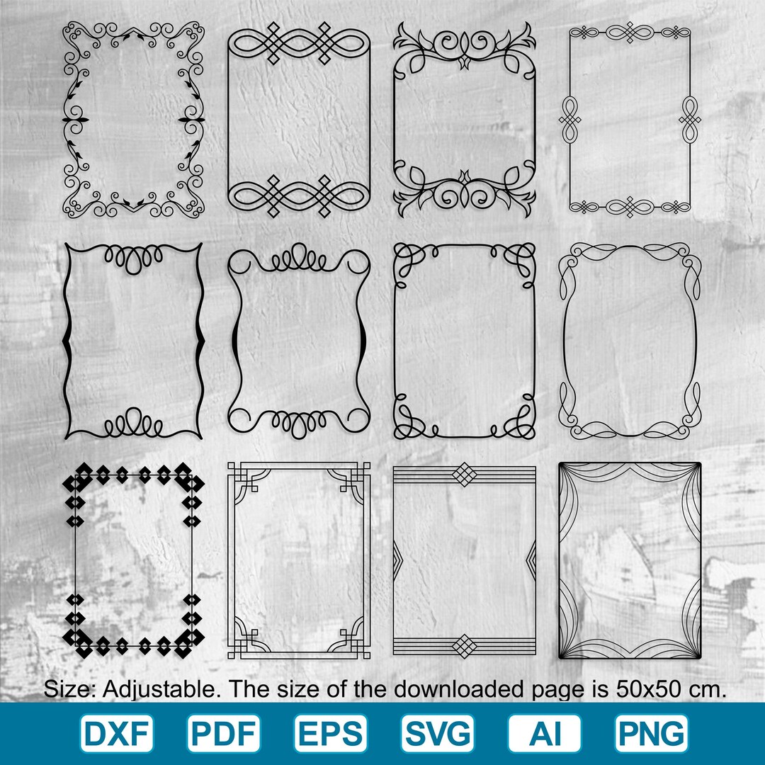 Decorative Frame Dxf, Wedding Vintage Floral Border Vector, Rectangle ...