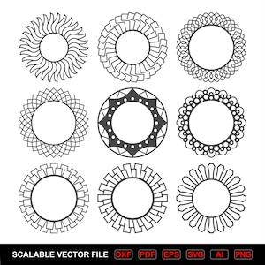 Circle Mirror Frames border vector Bundle: Laser Cut Vector Files (Digital Download)