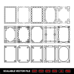 Geometric Label Frames SVG Bundle: Vintage Rectangle Border Clipart (Digital Download)