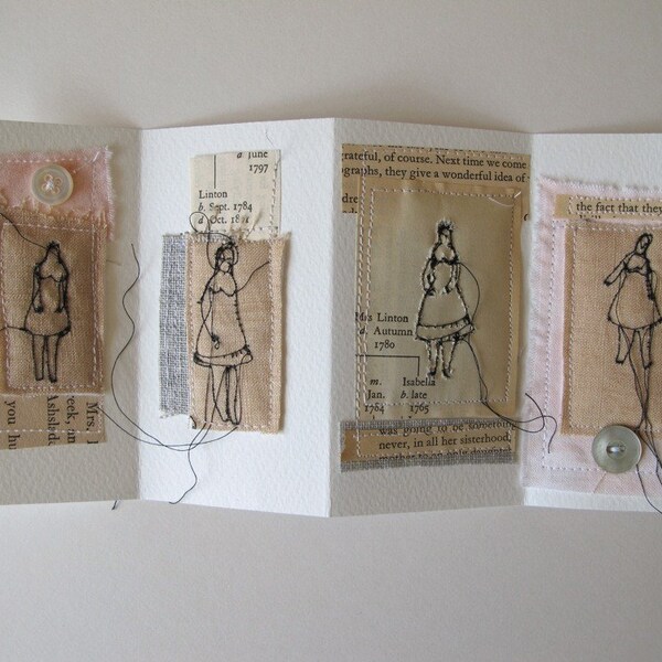 The fact that they lived - mixed media embroidery folding book