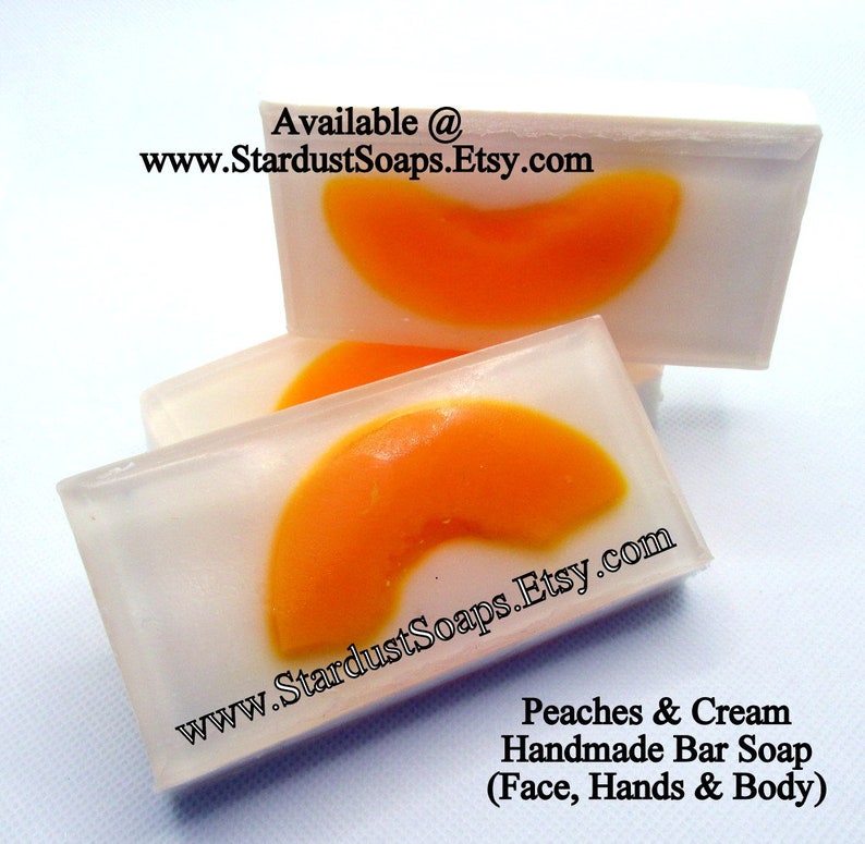 Peaches and Cream Handmade Bar Soap, Face, Hands and Body Bar, Sweet, Creamy, moisturizing, Full Size Bar wt. 4 oz. net Great Gift Soap zdjęcie 2