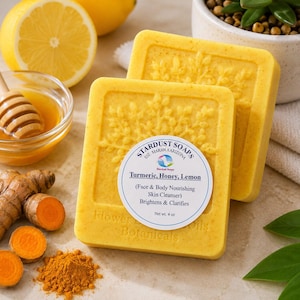 Turmeric Honey Lemon Soap Bar | Natural Face Body Moisturizing Artisan 4oz