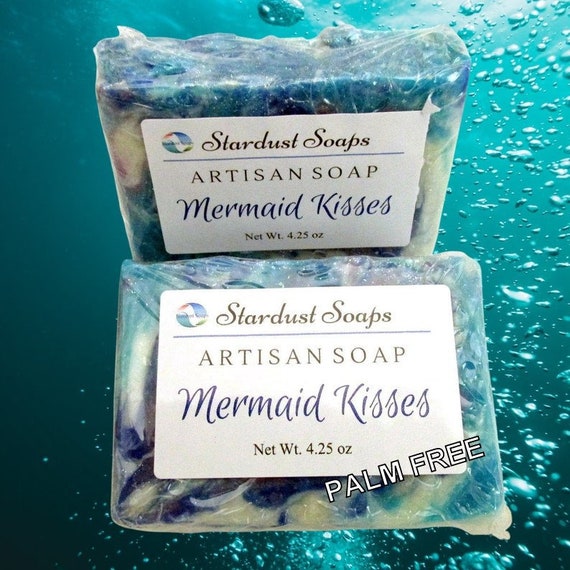 Palm Free Mermaid Kisses Artisan Soap, Natural face and body soap, Homemade soap - all natural soap -