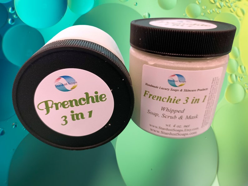 Frenchie 3 in 1 Natural Whipped Soap, Scrub, Mask all skin types aids with problem skin exfoliates nourishes Best seller image 3