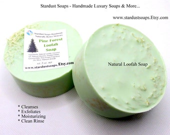 Pine Forest Loofah Soap - Natural, handmade, lathers, moisturizing, skincare Large 5 oz. bar great gift soap. Gift for him