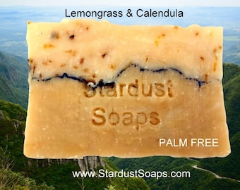 Lemongrass and Calendula Organic Shea Butter Cleansing bar -Handmade - Natural Soap - Moisturizing- Conditioning , Palm free