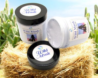 Wild Musk Whipped Sugar Scrub for Men | Handmade Exfoliating Body Scrub | Mens Cleansing Soap Scrub 4oz