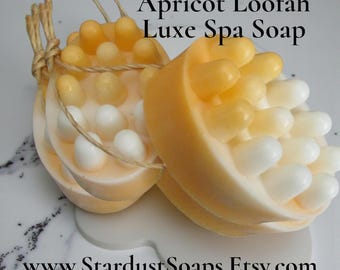 Apricot Loofah Soap on a Rope | Exfoliating Body Scrub Soap | Handmade Spa Shower Exfoliator 5.2oz