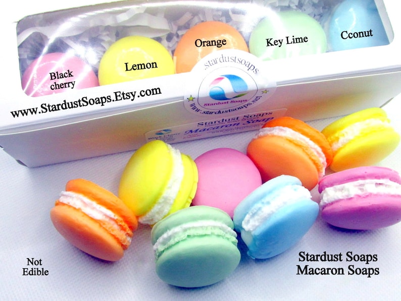 Set de jabones macaron / Set de regalo de jabón hecho a mano / Regalo de cumpleaños / Regalo sorpresa / Jabones para invitados / Jabones navideños imagen 1