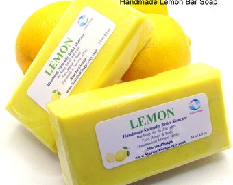 CITRON - Pain de savon fait main | Hydratant | Belle mousse, rinçage propre, poids aromatique. 4 onces filet