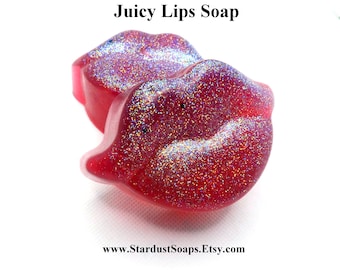 Juicy Lips Soap - handgemaakt, cadeauzeep, handen- en lichaamszeep, nieuwigheidszeep, cadeau voor haar, cadeau voor hem, leuke zeep, wt. 3 oz netto