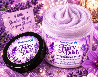 Fairy Dust Whipped Soap Scrub, Exfoliating Sugar Body Scrub, Sweet Fruity Body Polish, Handmade Bath & Body Gift, 4 oz