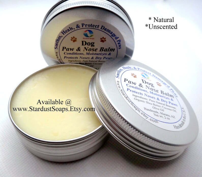 Dog Paw and Nose Balm, All Natural, Moisturizing, relief, protects dogs paws, Handmade in USA Best Seller Vet approved image 3