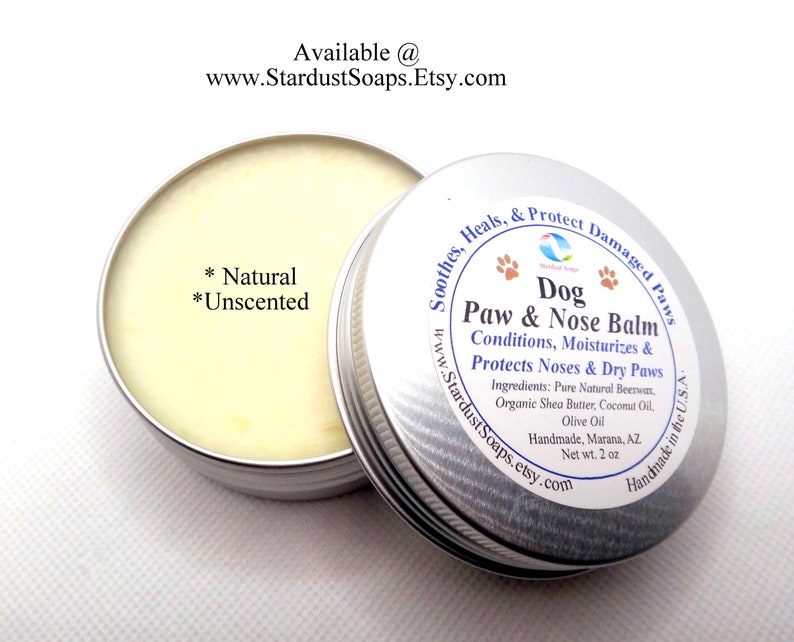 Dog Paw and Nose Balm, All Natural, Moisturizing, relief, protects dogs paws, Handmade in USA Best Seller Vet approved image 2