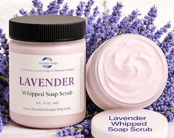 Lavender Whipped Sugar Scrub | Handmade Exfoliating Body Scrub | Moisturizing Sugar Polish for Soft Skin 4oz