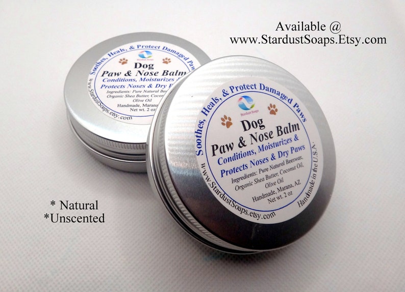 Dog Paw and Nose Balm, All Natural, Moisturizing, relief, protects dogs paws, Handmade in USA Best Seller Vet approved image 4