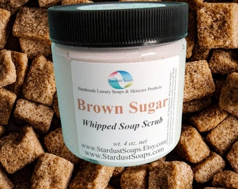 Brown Sugar Whipped Sugar Scrub | Exfoliating Body Scrub & Moisturizing Polish | Handmade Gourmand Scrub 4oz