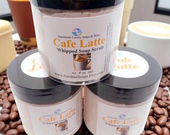 Cafe Latte Whipped Sugar Scrub Soap | Coffee Body Scrub | Handmade Exfoliating Sugar Scrub | Moisturizing Vegan Body Polish 4oz
