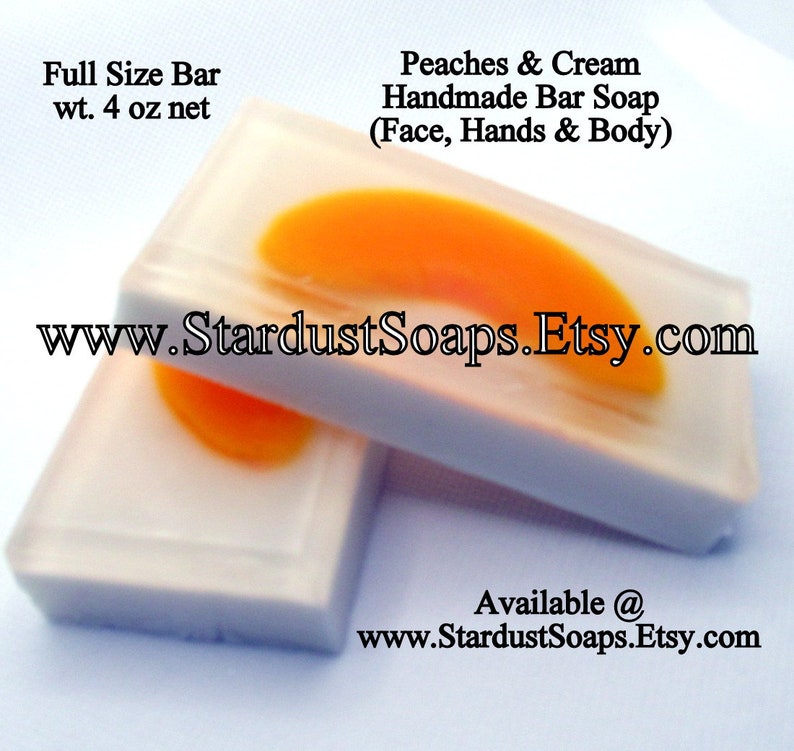 Peaches and Cream Handmade Bar Soap, Face, Hands and Body Bar, Sweet, Creamy, moisturizing, Full Size Bar wt. 4 oz. net Great Gift Soap zdjęcie 5