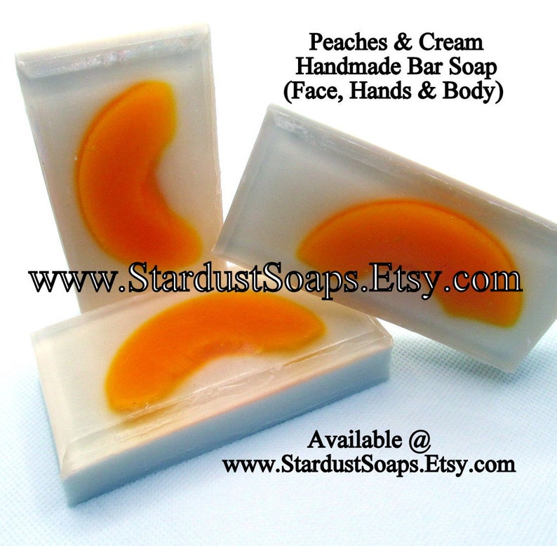 Peaches and Cream Handmade Bar Soap, Face, Hands and Body Bar, Sweet, Creamy, moisturizing, Full Size Bar wt. 4 oz. net Great Gift Soap zdjęcie 3