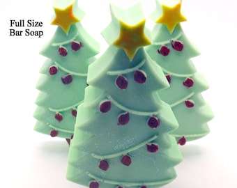 Christmas Tree Bar Soap / Handmade Full Size Bar Soap/ scent is Pine / Gift Soap / moisturizing soap / Holiday Soap wt. 3.5 oz. net