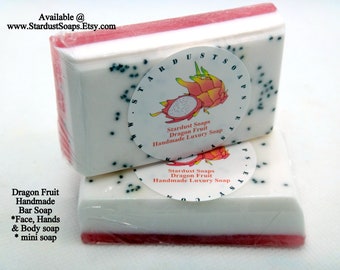 Dragon Fruit Handmade Guest Soap, mini soap, face, hands and body soap, travel size