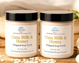 Oats Milk & Honey Whipped Sugar Scrub | Handmade Exfoliating Body Scrub | Gentle Moisturizing Spa Care 4oz