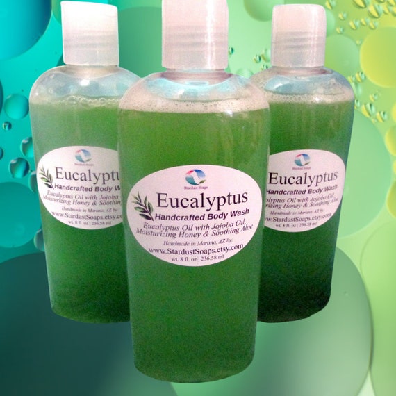Eucalyptus Body Wash | With Jojoba Oil, Moisturizing Honey | Soothing Aloe | Handmade in USA | Gift for her | Gift for Him | soft Lather |