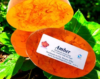 Amber Soap Bar | Handmade Calendula Moisturizing Soap | Warm Amber Vanilla Artisan Bar 5oz
