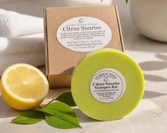 Citrus Sunrise Botanical Shampoo Bar | Lemon Tea Tree Rosemary | Handmade Natural Shampoo | Moisturizing Hair Bar | 5 oz